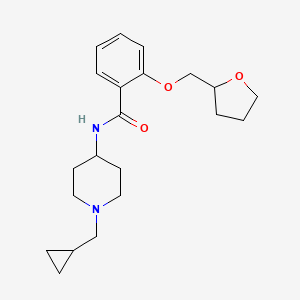 molecular formula C21H30N2O3 B6909505 N-[1-(cyclopropylmethyl)piperidin-4-yl]-2-(oxolan-2-ylmethoxy)benzamide 