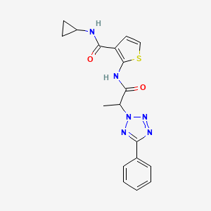 molecular formula C18H18N6O2S B6909560 N-cyclopropyl-2-[2-(5-phenyltetrazol-2-yl)propanoylamino]thiophene-3-carboxamide 