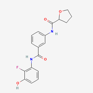 molecular formula C18H17FN2O4 B6909615 N-[3-[(2-fluoro-3-hydroxyphenyl)carbamoyl]phenyl]oxolane-2-carboxamide 