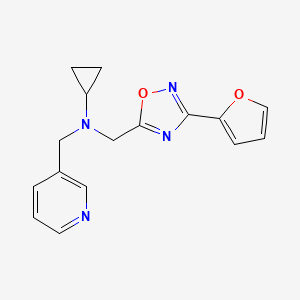 molecular formula C16H16N4O2 B6909647 N-[[3-(furan-2-yl)-1,2,4-oxadiazol-5-yl]methyl]-N-(pyridin-3-ylmethyl)cyclopropanamine 