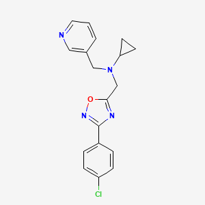 molecular formula C18H17ClN4O B6909661 N-[[3-(4-chlorophenyl)-1,2,4-oxadiazol-5-yl]methyl]-N-(pyridin-3-ylmethyl)cyclopropanamine 