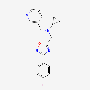 molecular formula C18H17FN4O B6909672 N-[[3-(4-fluorophenyl)-1,2,4-oxadiazol-5-yl]methyl]-N-(pyridin-3-ylmethyl)cyclopropanamine 