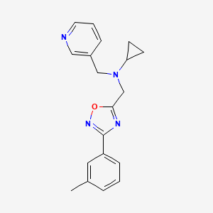 molecular formula C19H20N4O B6909678 N-[[3-(3-methylphenyl)-1,2,4-oxadiazol-5-yl]methyl]-N-(pyridin-3-ylmethyl)cyclopropanamine 