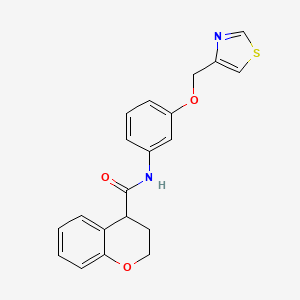 molecular formula C20H18N2O3S B6909851 N-[3-(1,3-thiazol-4-ylmethoxy)phenyl]-3,4-dihydro-2H-chromene-4-carboxamide 