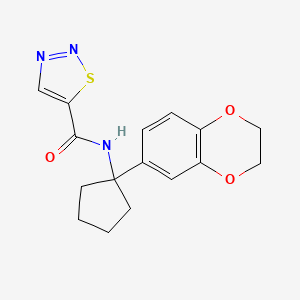 molecular formula C16H17N3O3S B6909885 N-[1-(2,3-dihydro-1,4-benzodioxin-6-yl)cyclopentyl]thiadiazole-5-carboxamide 