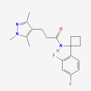 molecular formula C19H23F2N3O B6909951 N-[1-(2,4-difluorophenyl)cyclobutyl]-3-(1,3,5-trimethylpyrazol-4-yl)propanamide 