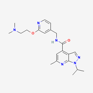 molecular formula C21H28N6O2 B6910000 N-[[2-[2-(dimethylamino)ethoxy]pyridin-4-yl]methyl]-6-methyl-1-propan-2-ylpyrazolo[3,4-b]pyridine-4-carboxamide 