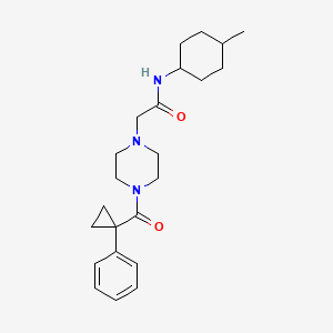 molecular formula C23H33N3O2 B6910095 N-(4-methylcyclohexyl)-2-[4-(1-phenylcyclopropanecarbonyl)piperazin-1-yl]acetamide 