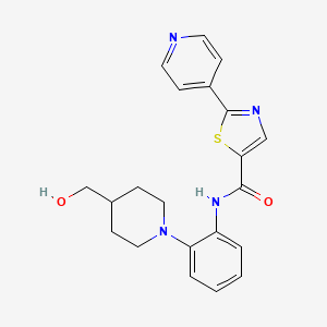 molecular formula C21H22N4O2S B6910096 N-[2-[4-(hydroxymethyl)piperidin-1-yl]phenyl]-2-pyridin-4-yl-1,3-thiazole-5-carboxamide 
