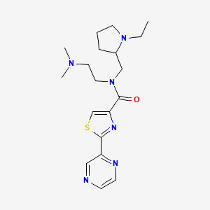 molecular formula C19H28N6OS B6910108 N-[2-(dimethylamino)ethyl]-N-[(1-ethylpyrrolidin-2-yl)methyl]-2-pyrazin-2-yl-1,3-thiazole-4-carboxamide 