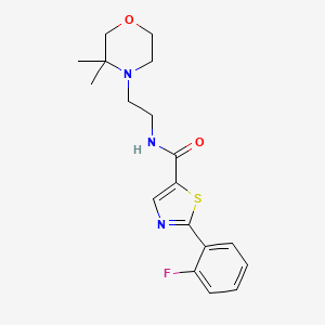 molecular formula C18H22FN3O2S B6910113 N-[2-(3,3-dimethylmorpholin-4-yl)ethyl]-2-(2-fluorophenyl)-1,3-thiazole-5-carboxamide 