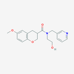 molecular formula C19H22N2O4 B6910129 N-(2-hydroxyethyl)-6-methoxy-N-(pyridin-3-ylmethyl)-3,4-dihydro-2H-chromene-3-carboxamide 