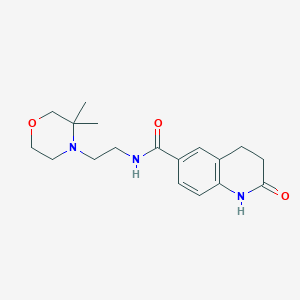 molecular formula C18H25N3O3 B6910172 N-[2-(3,3-dimethylmorpholin-4-yl)ethyl]-2-oxo-3,4-dihydro-1H-quinoline-6-carboxamide 