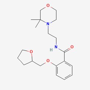 molecular formula C20H30N2O4 B6910177 N-[2-(3,3-dimethylmorpholin-4-yl)ethyl]-2-(oxolan-2-ylmethoxy)benzamide 