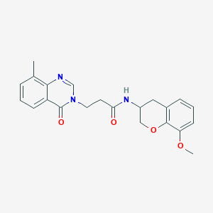 molecular formula C22H23N3O4 B6910178 N-(8-methoxy-3,4-dihydro-2H-chromen-3-yl)-3-(8-methyl-4-oxoquinazolin-3-yl)propanamide 