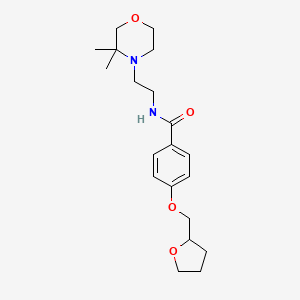molecular formula C20H30N2O4 B6910186 N-[2-(3,3-dimethylmorpholin-4-yl)ethyl]-4-(oxolan-2-ylmethoxy)benzamide 