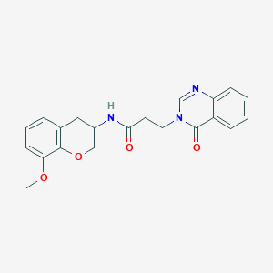 molecular formula C21H21N3O4 B6910195 N-(8-methoxy-3,4-dihydro-2H-chromen-3-yl)-3-(4-oxoquinazolin-3-yl)propanamide 
