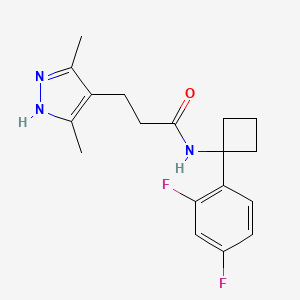 molecular formula C18H21F2N3O B6910215 N-[1-(2,4-difluorophenyl)cyclobutyl]-3-(3,5-dimethyl-1H-pyrazol-4-yl)propanamide 