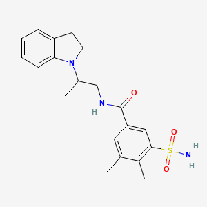 molecular formula C20H25N3O3S B6910291 N-[2-(2,3-dihydroindol-1-yl)propyl]-3,4-dimethyl-5-sulfamoylbenzamide 