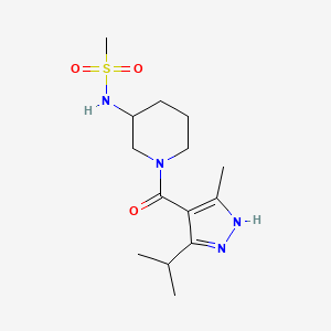 molecular formula C14H24N4O3S B6910314 N-[1-(5-methyl-3-propan-2-yl-1H-pyrazole-4-carbonyl)piperidin-3-yl]methanesulfonamide 