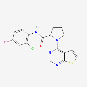 molecular formula C17H14ClFN4OS B6910426 N-(2-chloro-4-fluorophenyl)-1-thieno[2,3-d]pyrimidin-4-ylpyrrolidine-2-carboxamide 