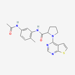 molecular formula C20H21N5O2S B6910436 N-(5-acetamido-2-methylphenyl)-1-thieno[2,3-d]pyrimidin-4-ylpyrrolidine-2-carboxamide 