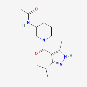molecular formula C15H24N4O2 B6910459 N-[1-(5-methyl-3-propan-2-yl-1H-pyrazole-4-carbonyl)piperidin-3-yl]acetamide 