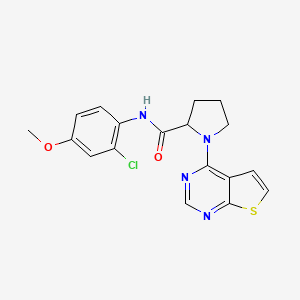 molecular formula C18H17ClN4O2S B6910486 N-(2-chloro-4-methoxyphenyl)-1-thieno[2,3-d]pyrimidin-4-ylpyrrolidine-2-carboxamide 