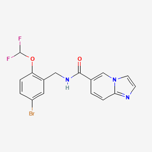 molecular formula C16H12BrF2N3O2 B6910495 N-[[5-bromo-2-(difluoromethoxy)phenyl]methyl]imidazo[1,2-a]pyridine-6-carboxamide 