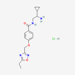 molecular formula C17H23ClN4O3 B6910516 N-(2-amino-2-cyclopropylethyl)-4-[(5-ethyl-1,2,4-oxadiazol-3-yl)methoxy]benzamide;hydrochloride 