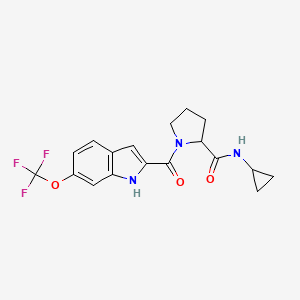 molecular formula C18H18F3N3O3 B6910517 N-cyclopropyl-1-[6-(trifluoromethoxy)-1H-indole-2-carbonyl]pyrrolidine-2-carboxamide 