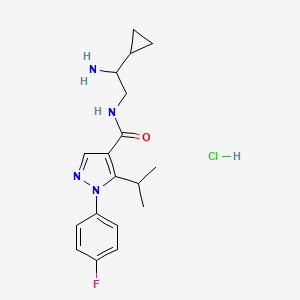 molecular formula C18H24ClFN4O B6910524 N-(2-amino-2-cyclopropylethyl)-1-(4-fluorophenyl)-5-propan-2-ylpyrazole-4-carboxamide;hydrochloride 