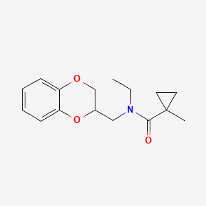 molecular formula C16H21NO3 B6910567 N-(2,3-dihydro-1,4-benzodioxin-3-ylmethyl)-N-ethyl-1-methylcyclopropane-1-carboxamide 