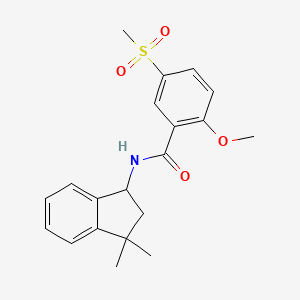 molecular formula C20H23NO4S B6910687 N-(3,3-dimethyl-1,2-dihydroinden-1-yl)-2-methoxy-5-methylsulfonylbenzamide 