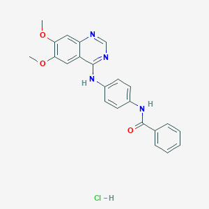 molecular formula C23H21ClN4O3 B069107 N-[4-[(6,7-Dimethoxy-4-quinazolinyl)amino]phenyl]benzamide hydrochloride CAS No. 179247-42-8