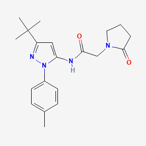 molecular formula C20H26N4O2 B6910728 N-[5-tert-butyl-2-(4-methylphenyl)pyrazol-3-yl]-2-(2-oxopyrrolidin-1-yl)acetamide 