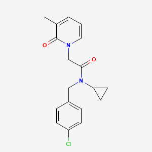 molecular formula C18H19ClN2O2 B6910830 N-[(4-chlorophenyl)methyl]-N-cyclopropyl-2-(3-methyl-2-oxopyridin-1-yl)acetamide 