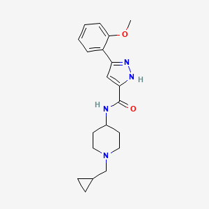 molecular formula C20H26N4O2 B6910871 N-[1-(cyclopropylmethyl)piperidin-4-yl]-3-(2-methoxyphenyl)-1H-pyrazole-5-carboxamide 