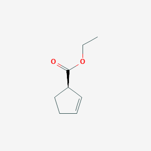 molecular formula C8H12O2 B069109 Ethyl (1R)-cyclopent-2-ene-1-carboxylate CAS No. 162084-63-1