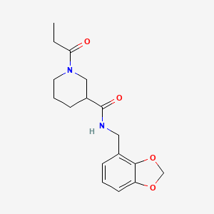 molecular formula C17H22N2O4 B6910964 N-(1,3-benzodioxol-4-ylmethyl)-1-propanoylpiperidine-3-carboxamide 