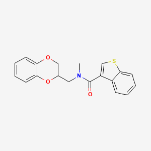 molecular formula C19H17NO3S B6911008 N-(2,3-dihydro-1,4-benzodioxin-3-ylmethyl)-N-methyl-1-benzothiophene-3-carboxamide 