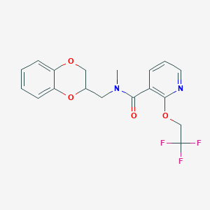 molecular formula C18H17F3N2O4 B6911014 N-(2,3-dihydro-1,4-benzodioxin-3-ylmethyl)-N-methyl-2-(2,2,2-trifluoroethoxy)pyridine-3-carboxamide 
