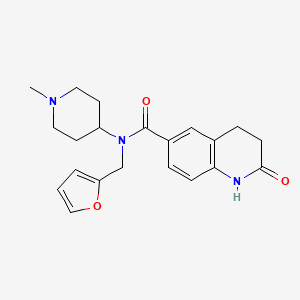molecular formula C21H25N3O3 B6911195 N-(furan-2-ylmethyl)-N-(1-methylpiperidin-4-yl)-2-oxo-3,4-dihydro-1H-quinoline-6-carboxamide 