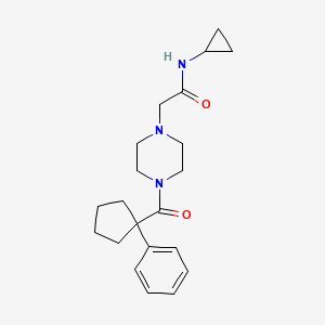 molecular formula C21H29N3O2 B6911245 N-cyclopropyl-2-[4-(1-phenylcyclopentanecarbonyl)piperazin-1-yl]acetamide 