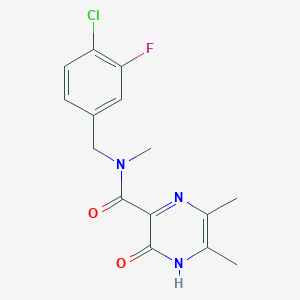 molecular formula C15H15ClFN3O2 B6911263 N-[(4-chloro-3-fluorophenyl)methyl]-N,5,6-trimethyl-2-oxo-1H-pyrazine-3-carboxamide 