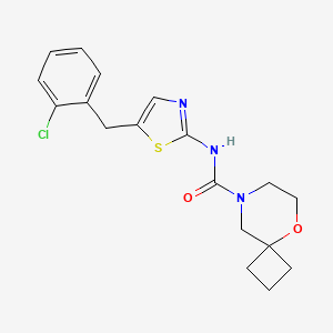 molecular formula C18H20ClN3O2S B6911494 N-[5-[(2-chlorophenyl)methyl]-1,3-thiazol-2-yl]-5-oxa-8-azaspiro[3.5]nonane-8-carboxamide 