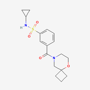 molecular formula C17H22N2O4S B6911564 N-cyclopropyl-3-(5-oxa-8-azaspiro[3.5]nonane-8-carbonyl)benzenesulfonamide 