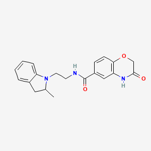 molecular formula C20H21N3O3 B6911569 N-[2-(2-methyl-2,3-dihydroindol-1-yl)ethyl]-3-oxo-4H-1,4-benzoxazine-6-carboxamide 
