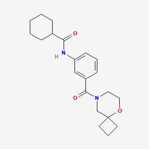 molecular formula C21H28N2O3 B6911575 N-[3-(5-oxa-8-azaspiro[3.5]nonane-8-carbonyl)phenyl]cyclohexanecarboxamide 