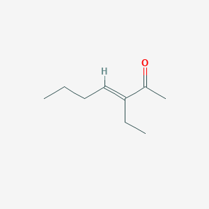 molecular formula C9H16O B069116 (E)-3-ethylhept-3-en-2-one CAS No. 180259-73-8